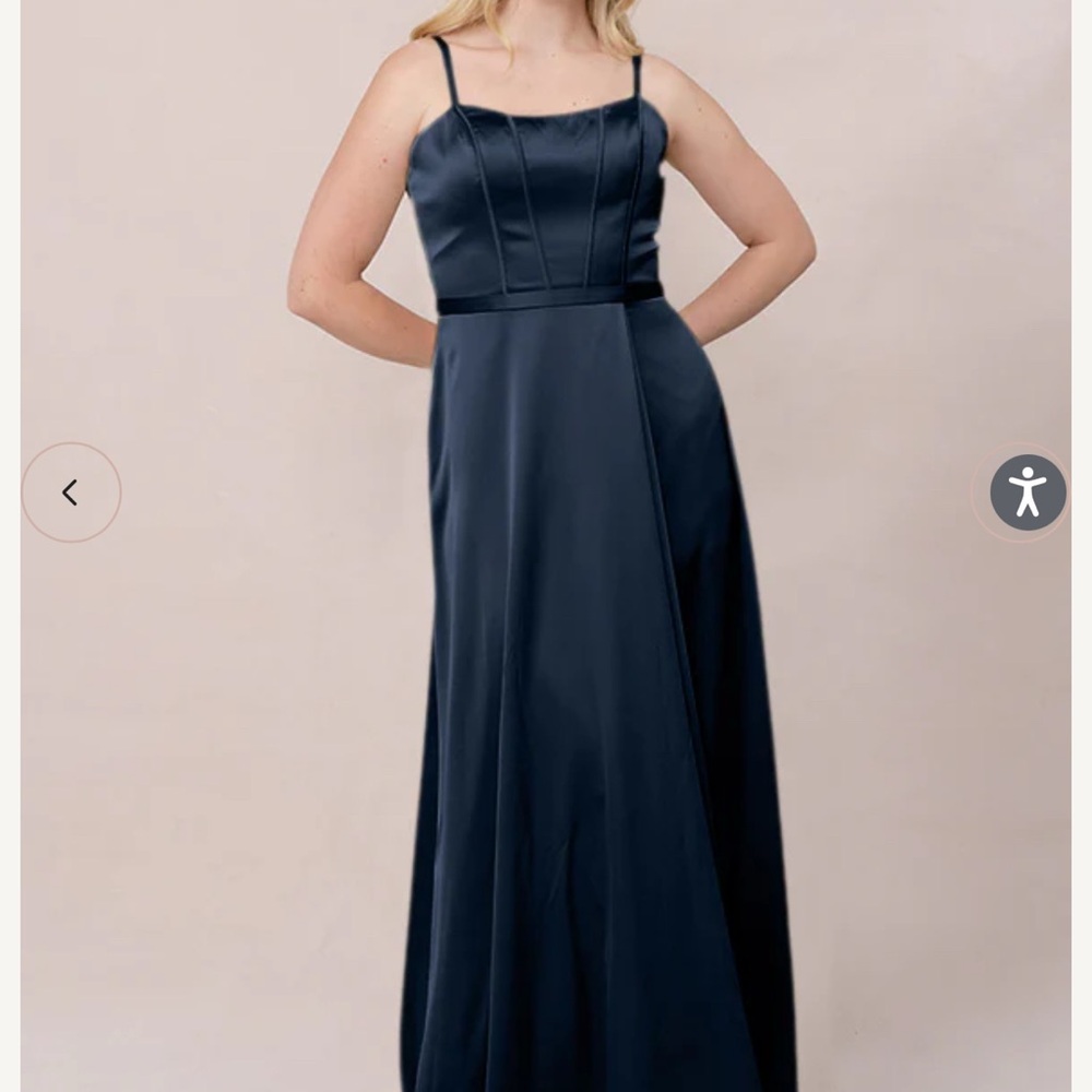 Revelry Nova Blue Spaghetti Strap Satin Bridesmaid Dress